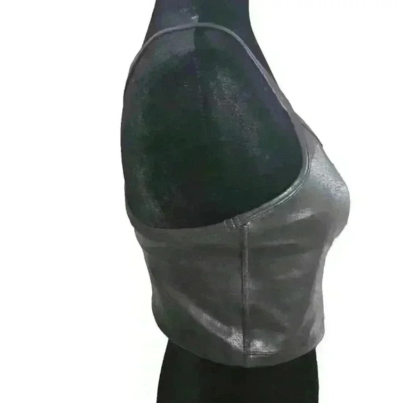 Aerie Womens Stretch Extensible Medium Support Black Crackle Faux Leather M - Picture 2 of 12